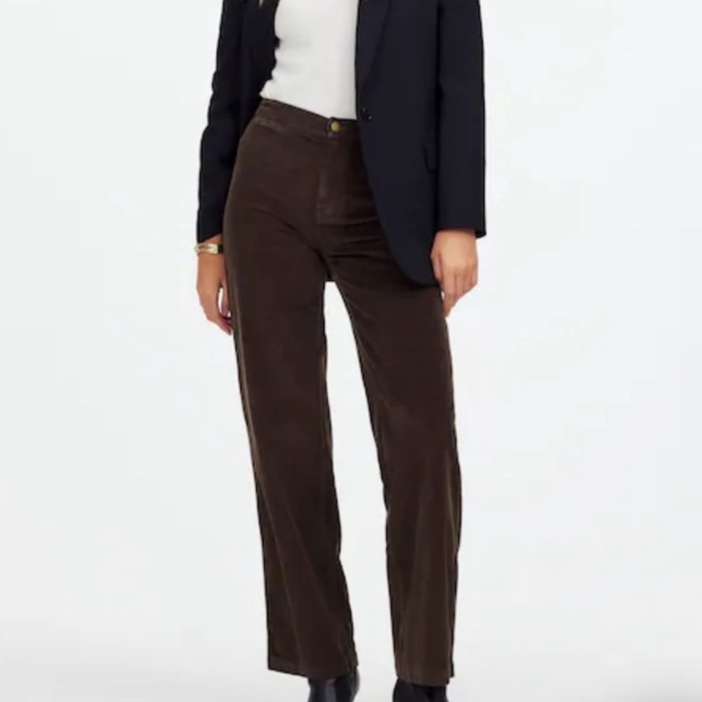 NWT Madewell Dark Brown Corduroy Wide-Leg Trousers